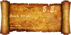 Back Erik névjegykártya